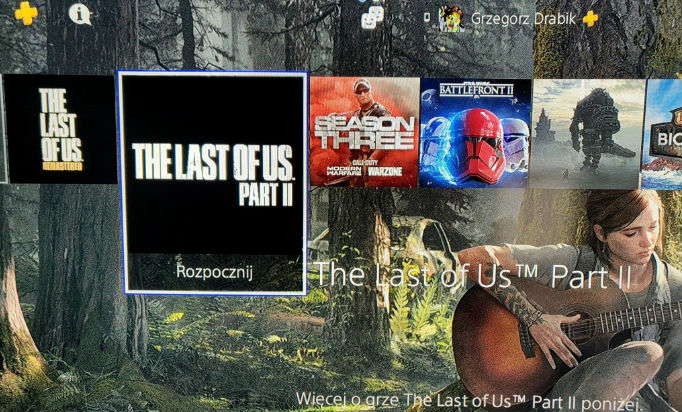 Оформление Last of Us: Part II в главном меню PlayStation 4