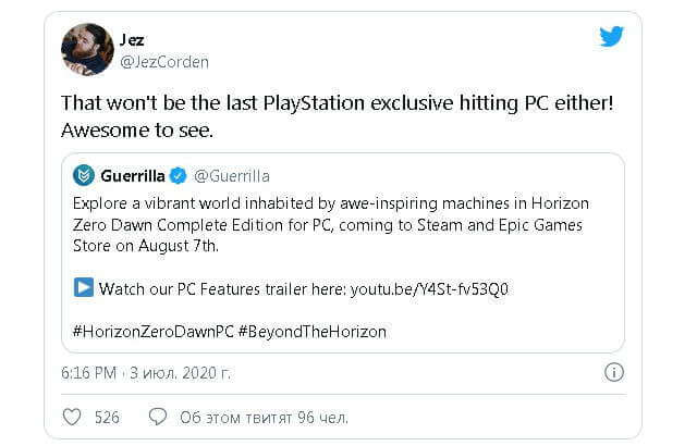 Помимо Horizon стоит ожидать новый PS-эксклюзив на PC