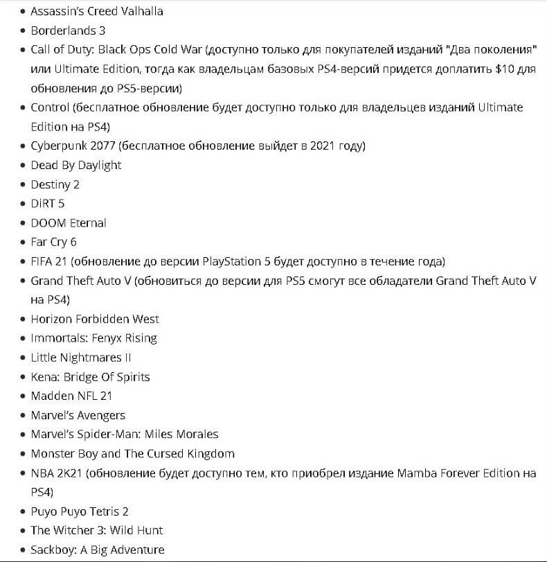 Список игр с PS4 доступных бесплатно на PS5