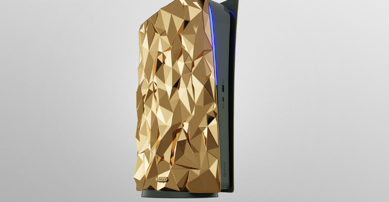 Золотая консоль PlayStation 5 фото